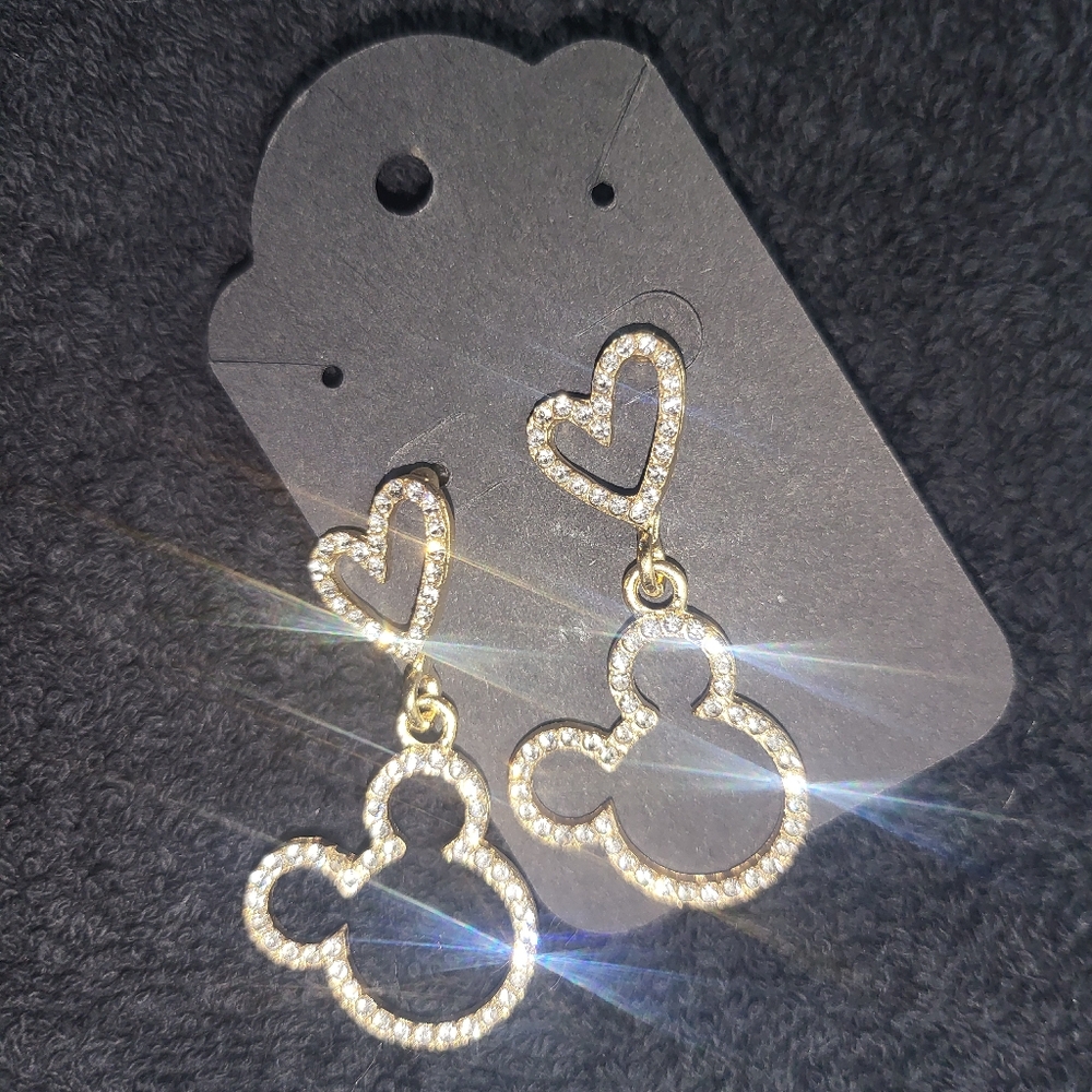 (New) Blingy Gold Mickey Mouse Fashion Earrings